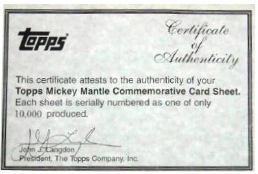 Certificate of Authenticity - click to enlarge
