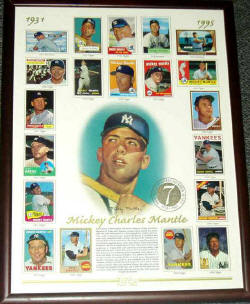 Mickey Mantle Topps Commemorative Card Sheet