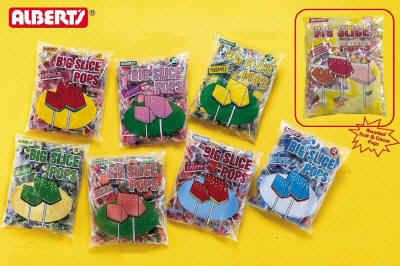 Big Slice Pops - Watermelon Blue Raspberry Cherry Strawberry Peach Pineapple Green Apple 48ct bags