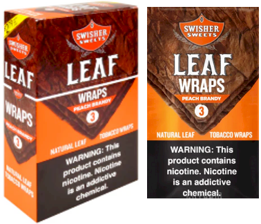Swisher Sweets Peach Brandy Leaf Wraps pack 5/8's 40 cigars