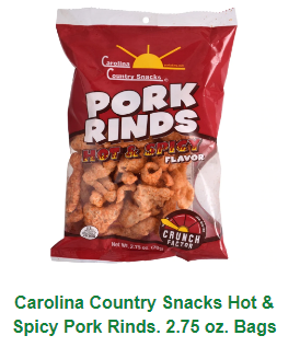 Carolina Country Hot & Spicy Pork Skins 2.5oz bags