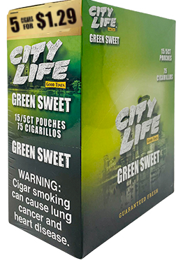 GT City Life Green Sweet Cigarillos 15/5 (75 cigars)