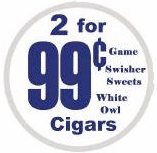 2 for 99 Cigars - Swisher Sweets - Game - White Owl Cigarillos 60 cigars per box