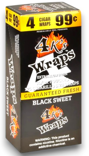 4 Kings Black Sweet Cigar Wraps 30/4-120ct