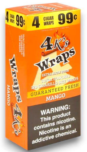 4 Kings Mango Cigar Wraps 30/4-120ct