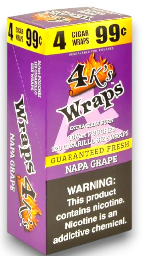 4 Kings Napa Grape Cigar Wraps 30/4-120ct