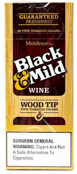 Black & Mild Wine Wood Tip Cigars Uprights 25ct