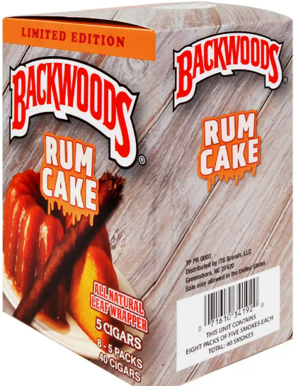 Backwoods Rum Cake Cigars pack 5/8's 40 cigars