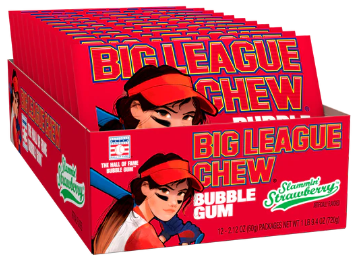Big League Chew Strawberry Bubble Gum 12ct