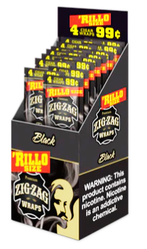 Zig Zag Black Rillo Cigar Wraps 15/4's - 60 wraps