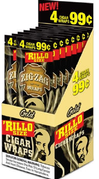 Zig Zag Gold Rillo Cigar Wraps 15/4's - 60 wraps