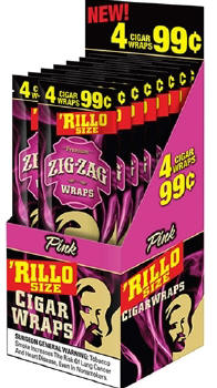 Zig Zag Pink Rillo Cigar Wraps 15/4's - 60 wraps
