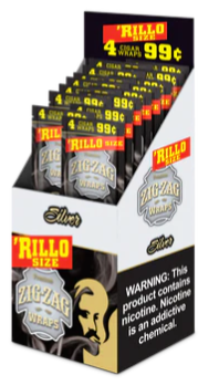 Zig Zag Silver Rillo Cigar Wraps 15/4's - 60 wraps